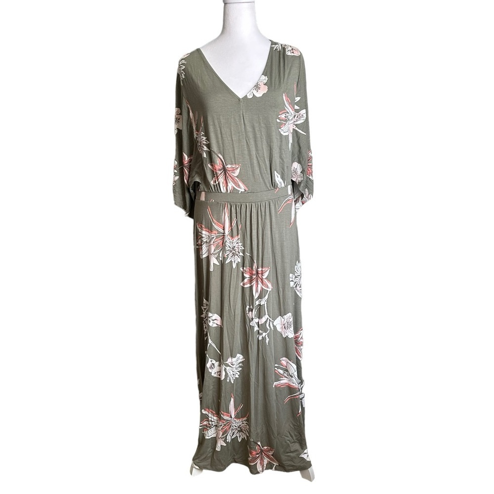 G by Guliana Floral V-neck Maxi Dress Size LP